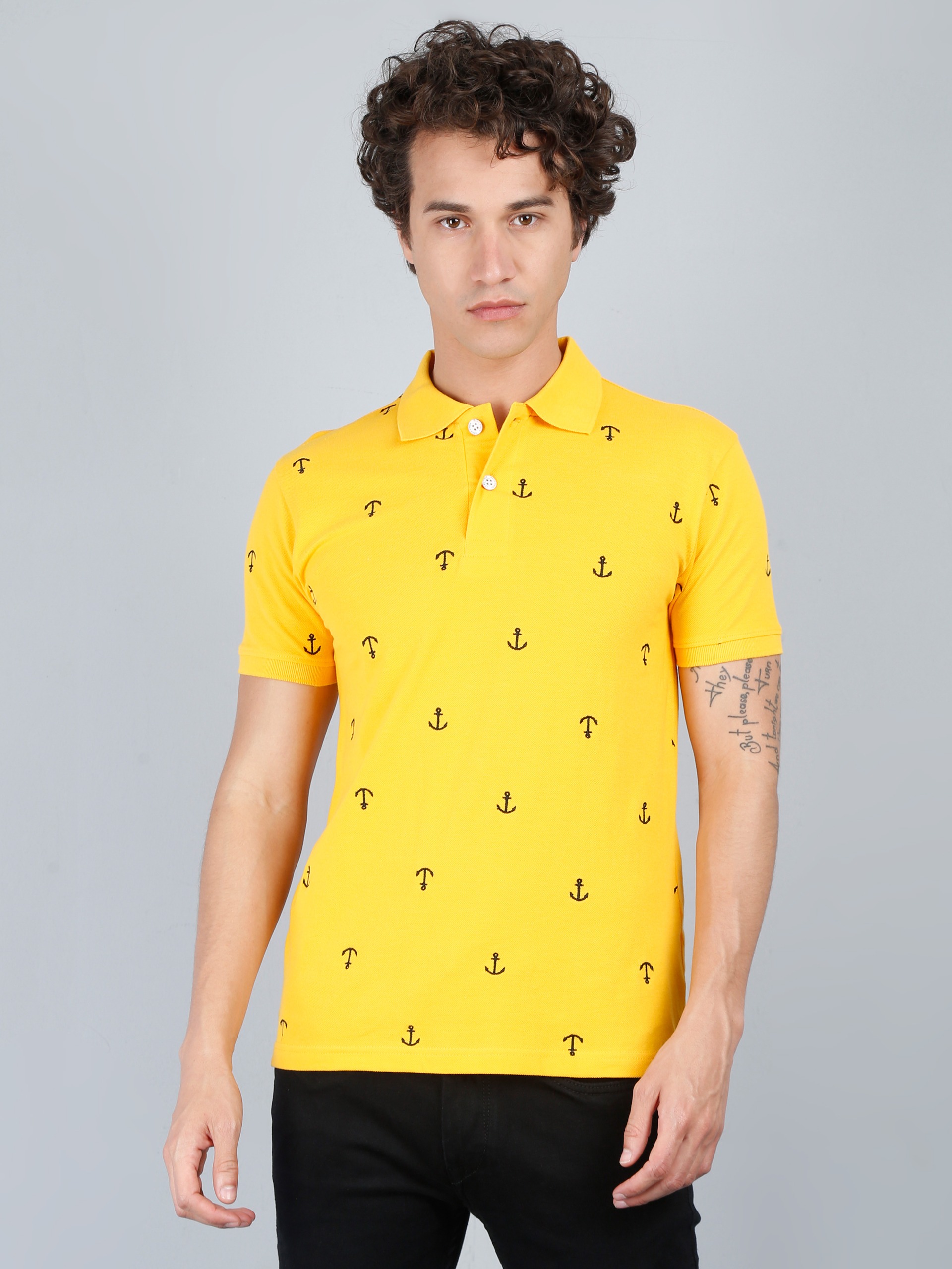 Embroidery Polo Shirt Yellow