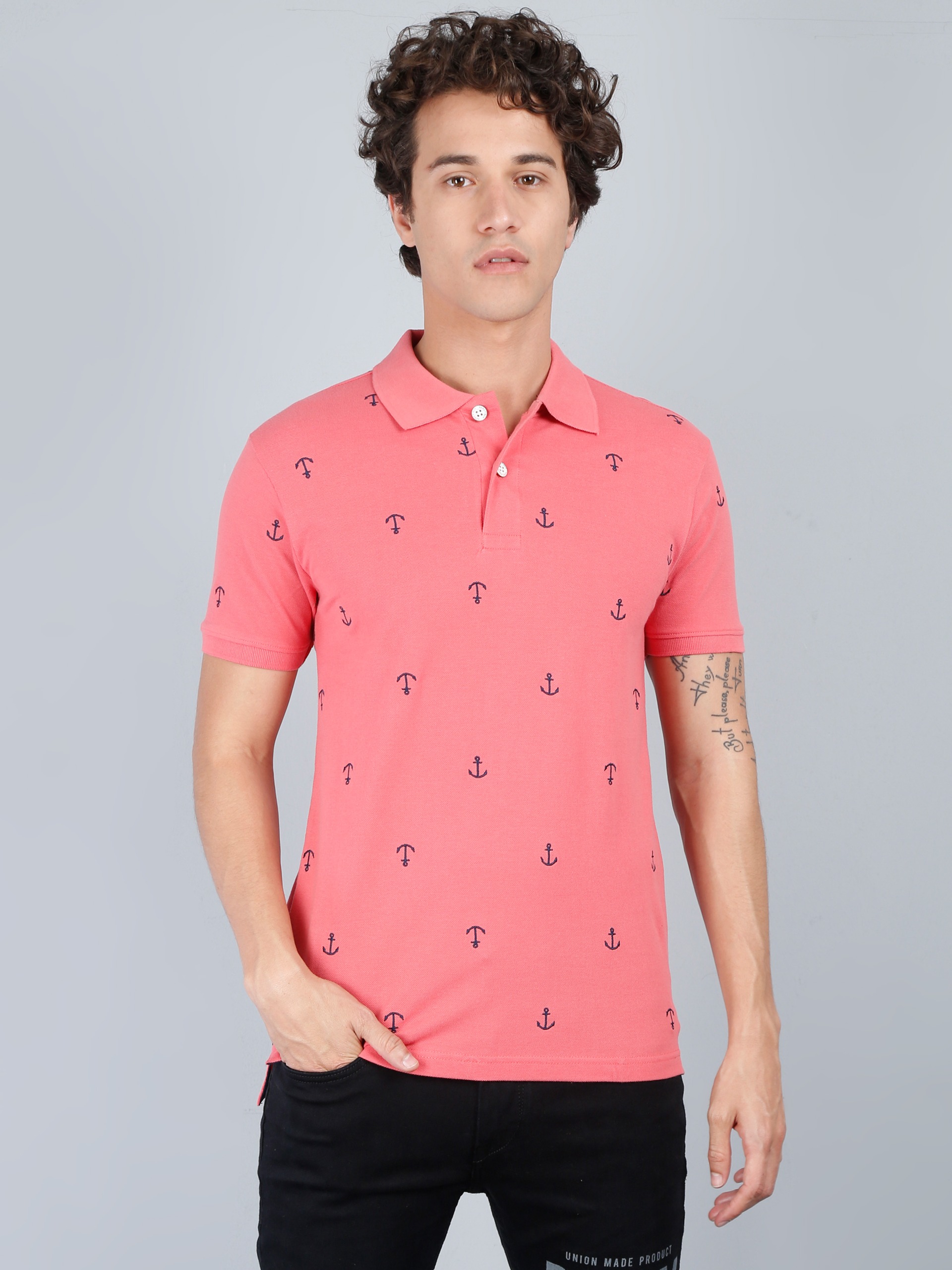 Embroidery Polo Shirt Pink