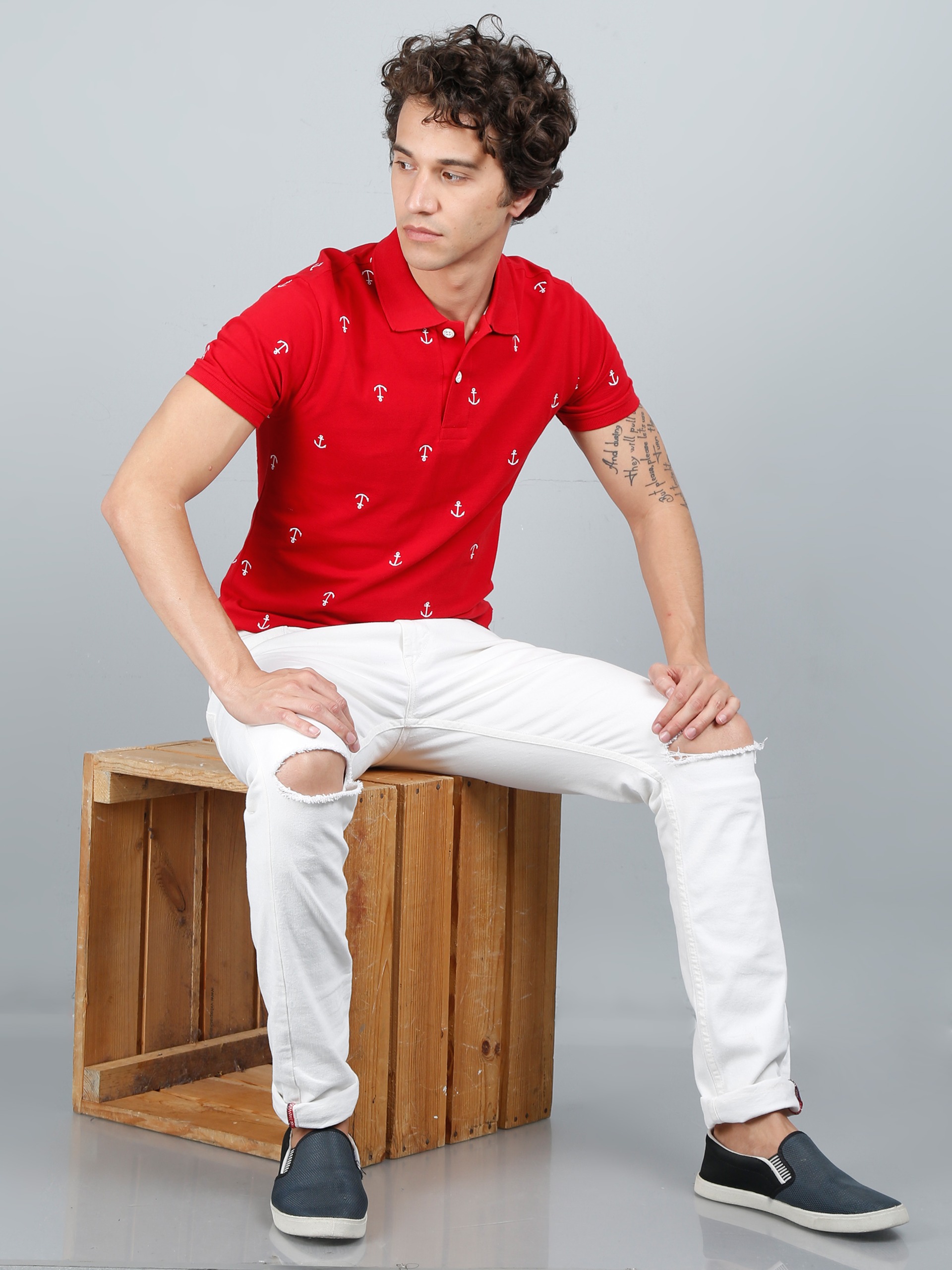 Embroidery Polo Shirt Red