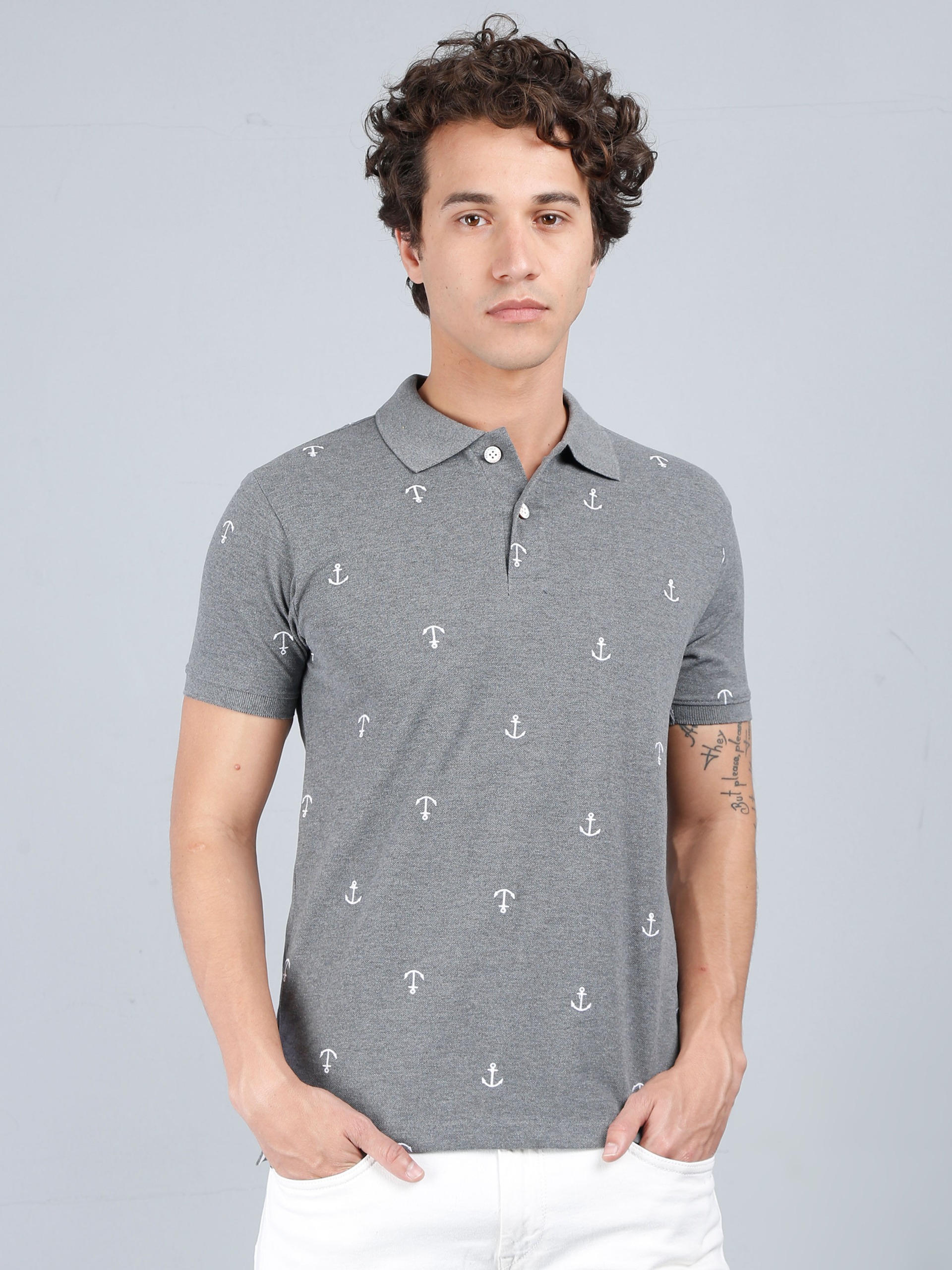 Embroidery Polo Shirt Gray